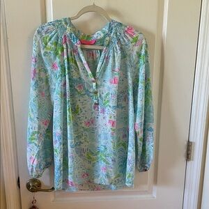 Lilly Pulitzer Pastel Floral Silk Blouse